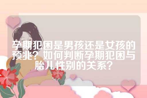 孕期犯困是男孩还是女孩的预兆？如何判断孕期犯困与胎儿性别的关系？
